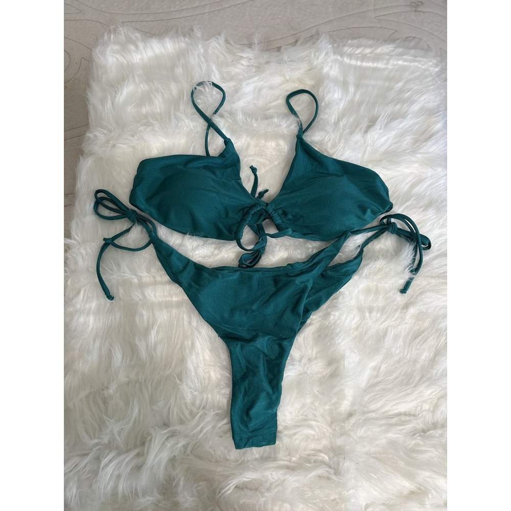Peddney Women's Blue 2 Piece Swim Suit Bikini Sz XL Tie Side New